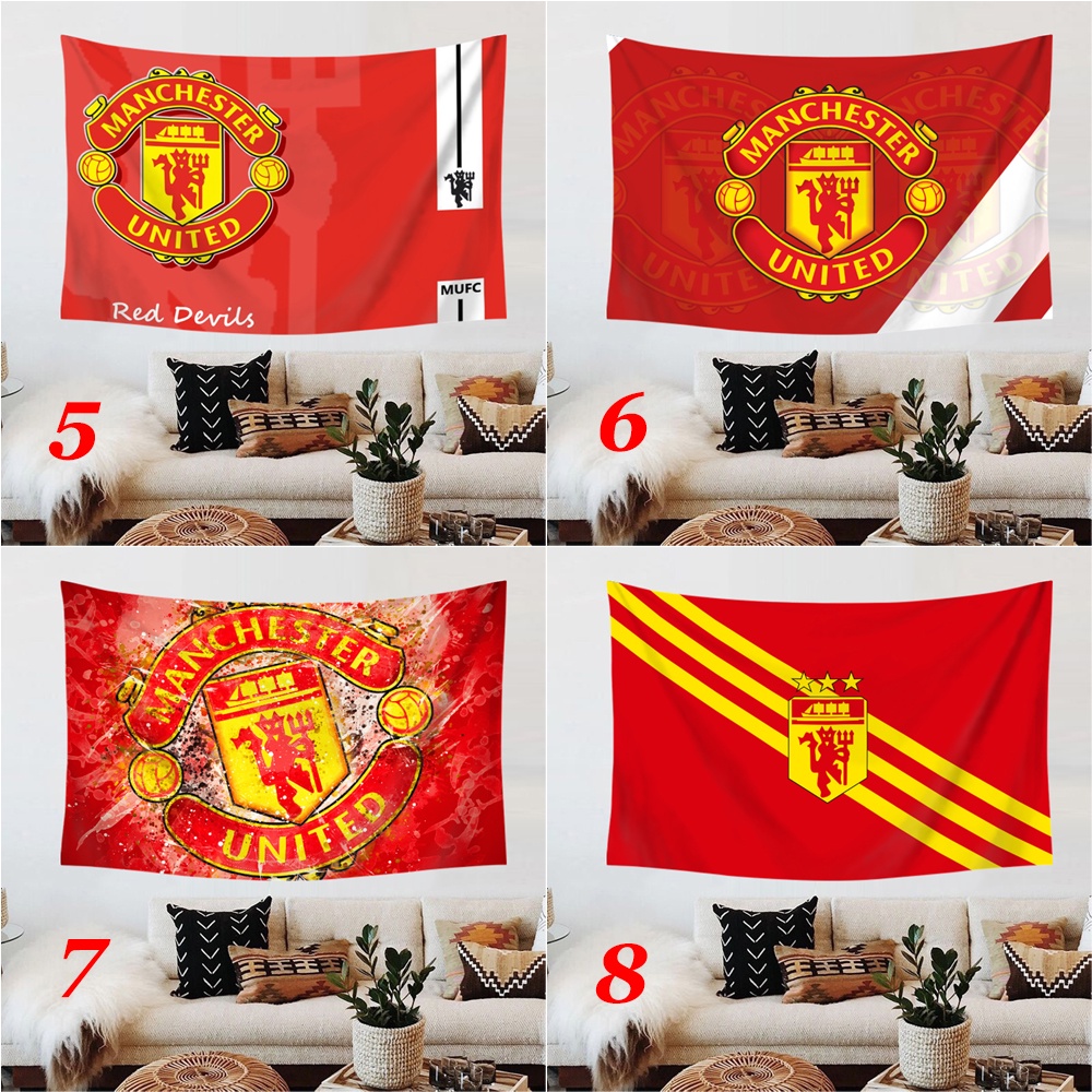 Thảm Treo Tường Bằng Polyester In Logo Câu Lạc Bộ Bóng Đá Manchester United Kèm Kẹp Độc Đáo Trang Trí Nhà Cửa