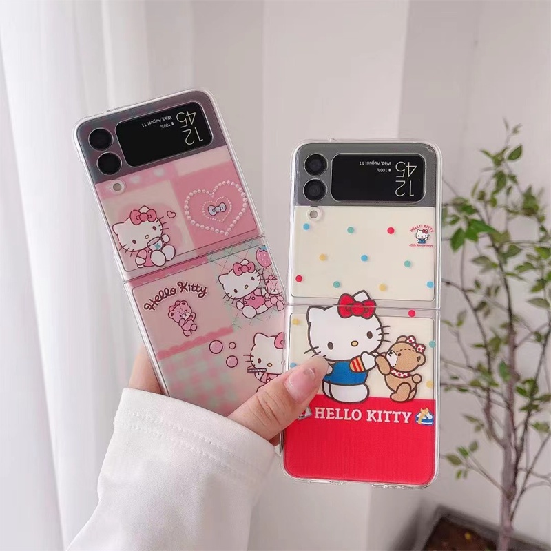 Ốp Điện Thoại Cứng Trong Suốt Chống Sốc Hình Hello Kitty Dễ Thương Cho Samsung Galaxy Z Flip 4 Z Flip 3 5G Zflip4 Flip4 Z Flip 3