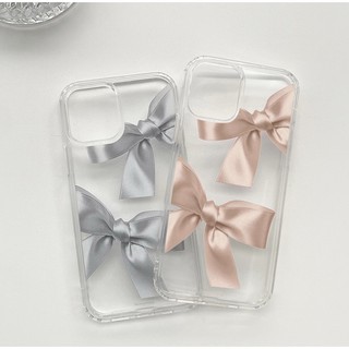 Họa tiết ruy băng Vỏ trong suốt (4 loại) tương thích cho iPhone 16 15 14 13 12 11 pro max mini s23 s22 s21 s20 note ultra plus hồng tím