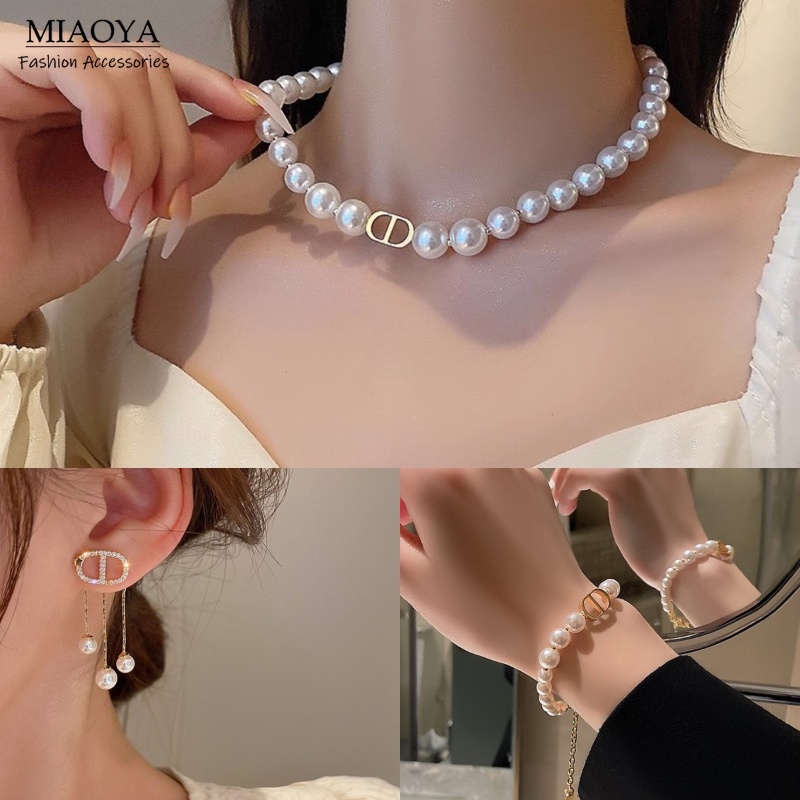 MIAOYA Thời Trang Bộ Trang Sức Vòng Cổ / Khuyên Tai / Vòng Tay Đính Ngọc Trai Nhân Tạo Phong Cách