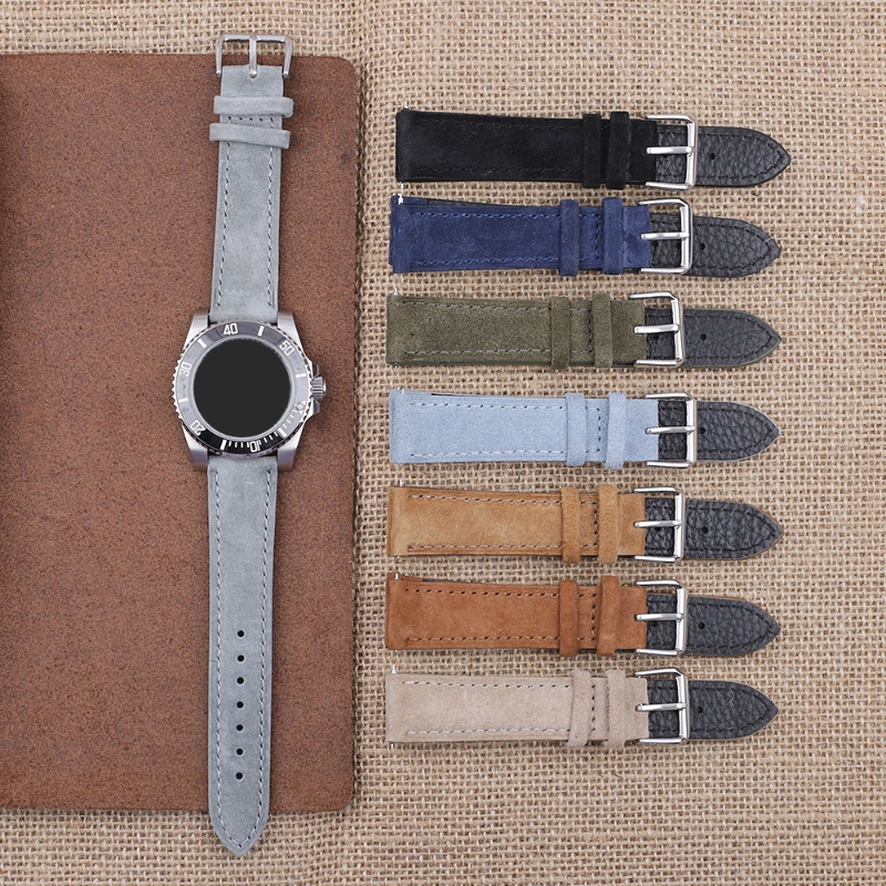 Dây Da Bò Thật 18 20 22 24mm Phối Lông Mềm Tháo Gỡ Nhanh Phong Cách Vintage