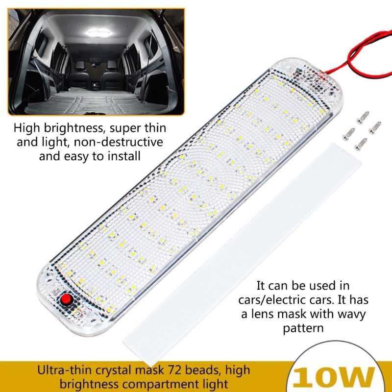 Fol 72LED 12V-80V LED Xe Nội Thất Mái Vòm Trần Đèn Đọc Sách Nội Thất Ô Tô Đèn Mái Nhà Có Bật Công Tắc
