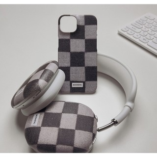 Checkerboard pattern matt / glossy case (17 types) compatible for airpods max / pink blue korea black white knit printed