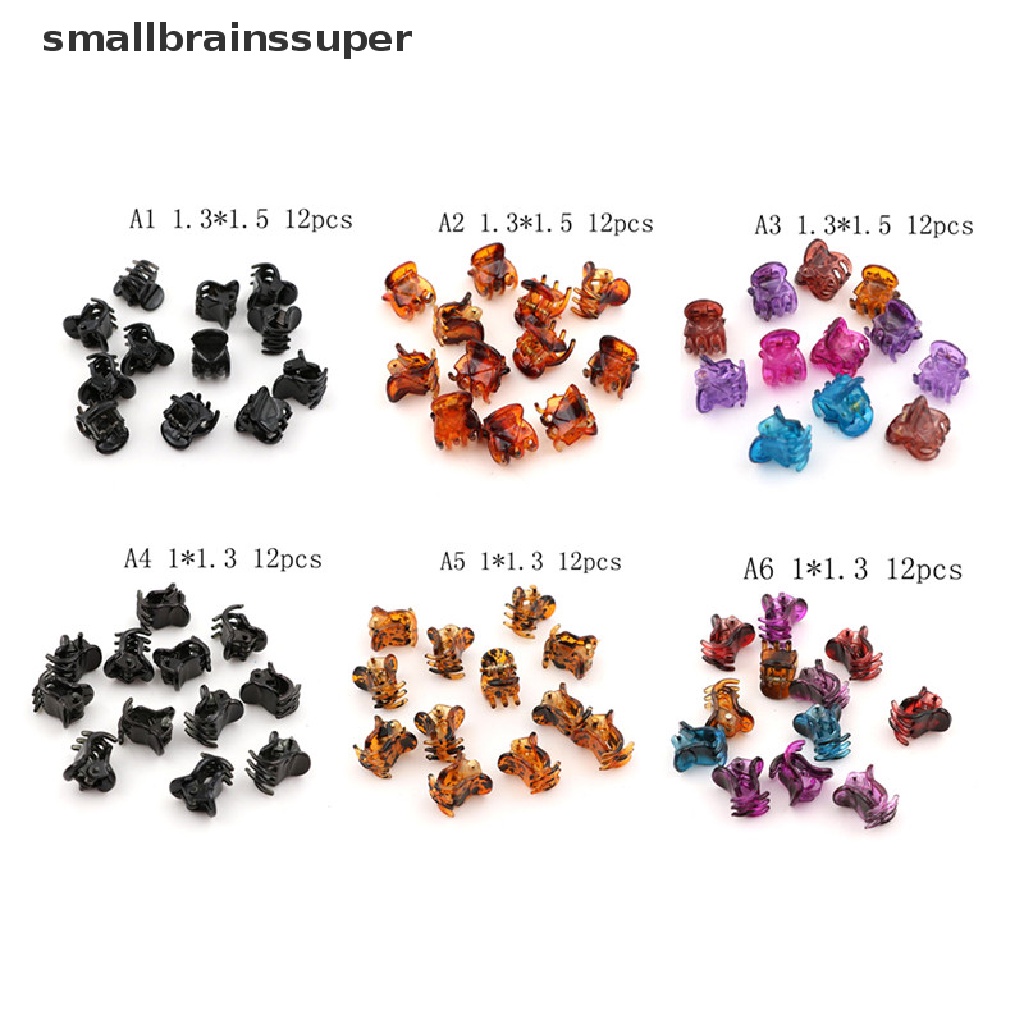 Set 12 Kẹp Tóc Càng Cua Nhỏ Bằng Nhựa Màu Đen