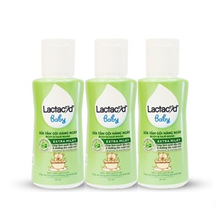 3 Chai Lactacyd Baby Extra Milky ( XL ) - Sữa tắm cho bé Giảm rôm sảy hăm kẽ dưỡng da cho bé và duy trì độ ẩm Chai 60ml