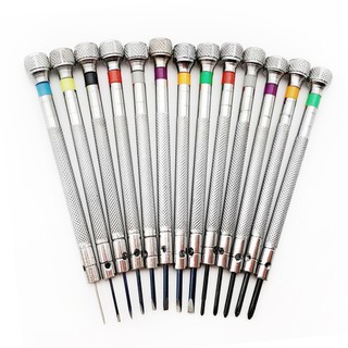 Watch Tools Parts 13PCS 0.6-2.0mm Slotted Cross Screwdriver Set Link Pin Remover Screwdrivers for Watch Professional Watchmakers Watch Repair Screwdrivers Tool Kit