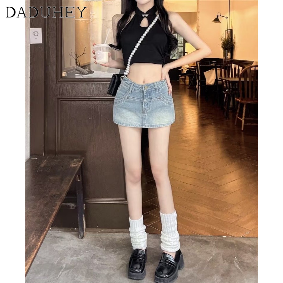 Ảnh Chân váy DADUHEY dáng chữ A vải denim lưng cao phong cách Hàn Quốc thời trang dành cho nữ 4