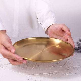 Khay Đựng Đồ Ăn Chất Lượng Cao,Dĩa (Đĩa) Tròn Inox Đựng Thức Ăn,Trang Trí Trưng Bày Sang Trọng phong cách Hàn Quốc