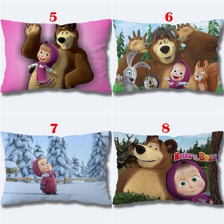 Vỏ gối Masha Và Gấu dễ thương, polyester 1 mặt, hình chữ nhật, dùng cho sofa phòng ngủ hoặc ô tô, trang trí nhà (không kèm ruột gối)