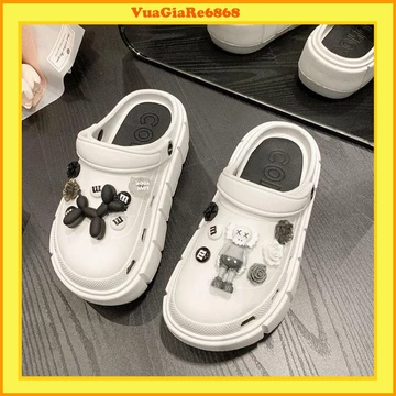 Dép ulzzang độn đế Cross nữ đế cao siêu nhẹ kèm Sticker dễ thương - dép bánh mì nữ hot trend 2022 mã CR36