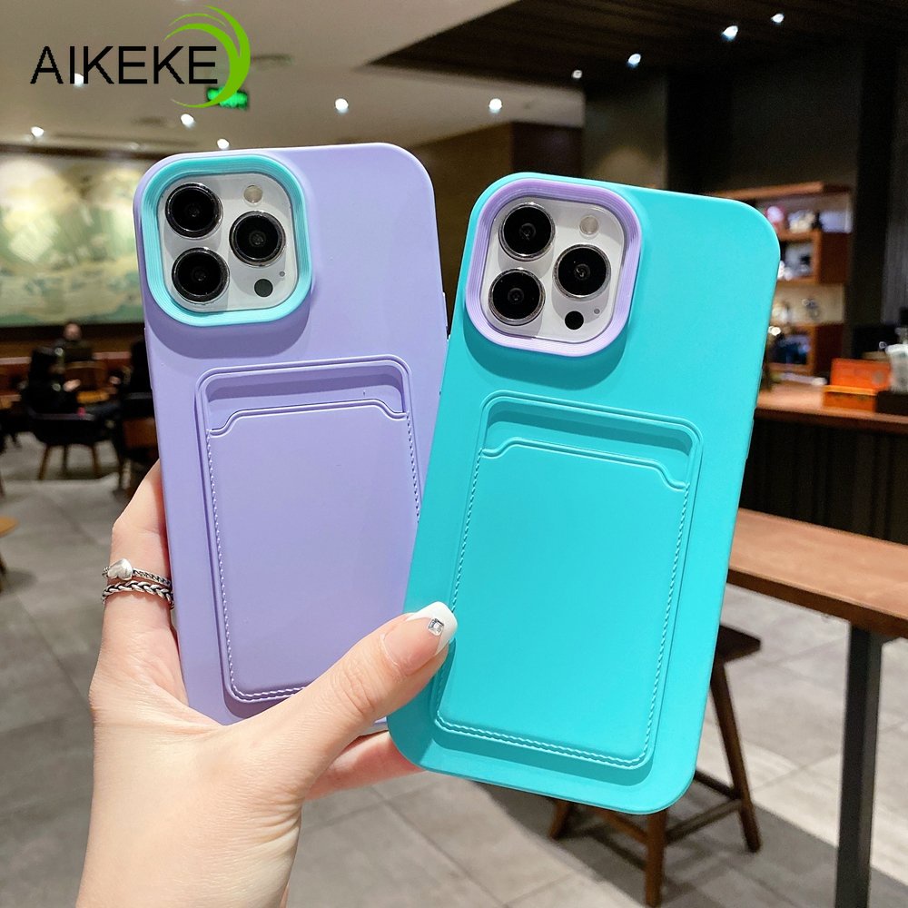Ốp Điện Thoại Silicon Mềm Có Ngăn Đựng Thẻ 3 Trong 1 Cho iphone 12 Pro Max 11 Pro Max 13 Pro Max