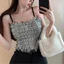 Pealike Nữ Spaghetti Dây Crop Phù Hợp Với Áo Bé Gái Tua Rua Cami Màu Trơn Xe Tăng Cho Dạo Phố