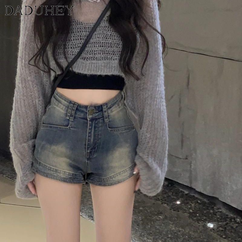 Ảnh Quần short DADUHEY lưng cao ôm dáng kiểu retro phong cách thời trang đường phố Mỹ 3