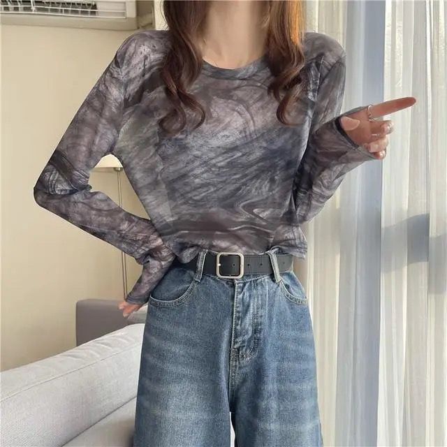 Áo Thun Lụa Mỏng Tay Dài Màu Nhuộm Chống Nắng Mùa Hè 2023 Phong Cách Mới