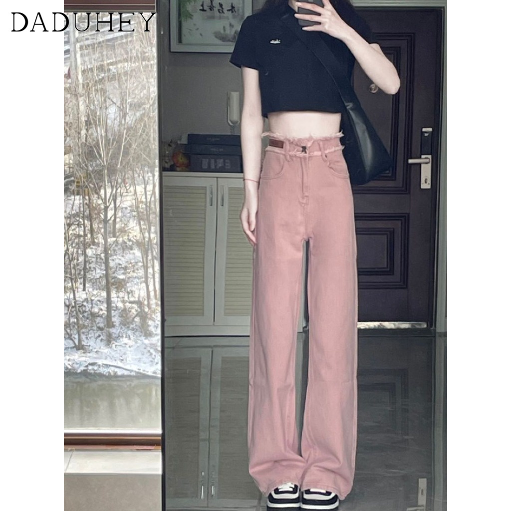 Ảnh DaDuHey New Korean Version of Dirty Pink Casual Pants High Waist Loose WOMEN'S Wide-leg Pants Niche Trousers 3