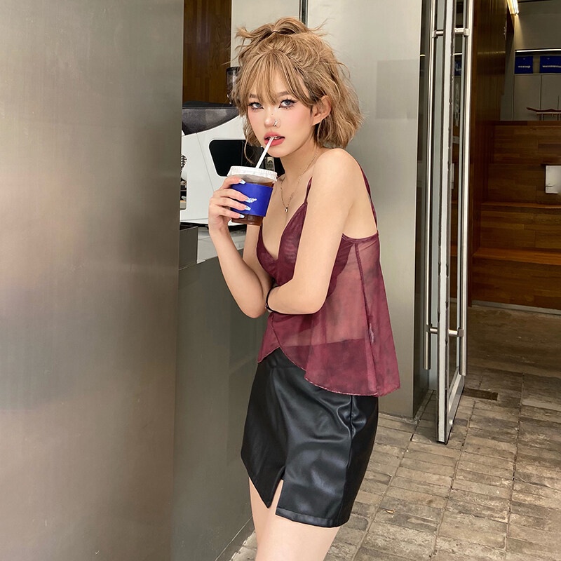 KLALIEN Áo Croptop Hai Dây Cổ Chữ V In Họa Tiết Hoa Thời Trang Mùa Hè Cho Nữ