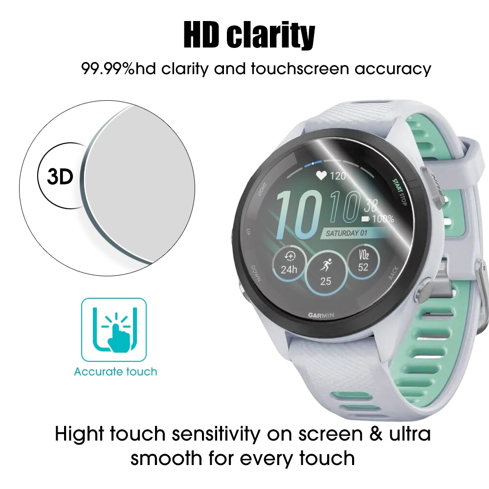 1 Kính Cường Lực 9H Bảo Vệ Toàn Màn Hình Chống Trầy Cho Garmin Forerunner 265S 265 965