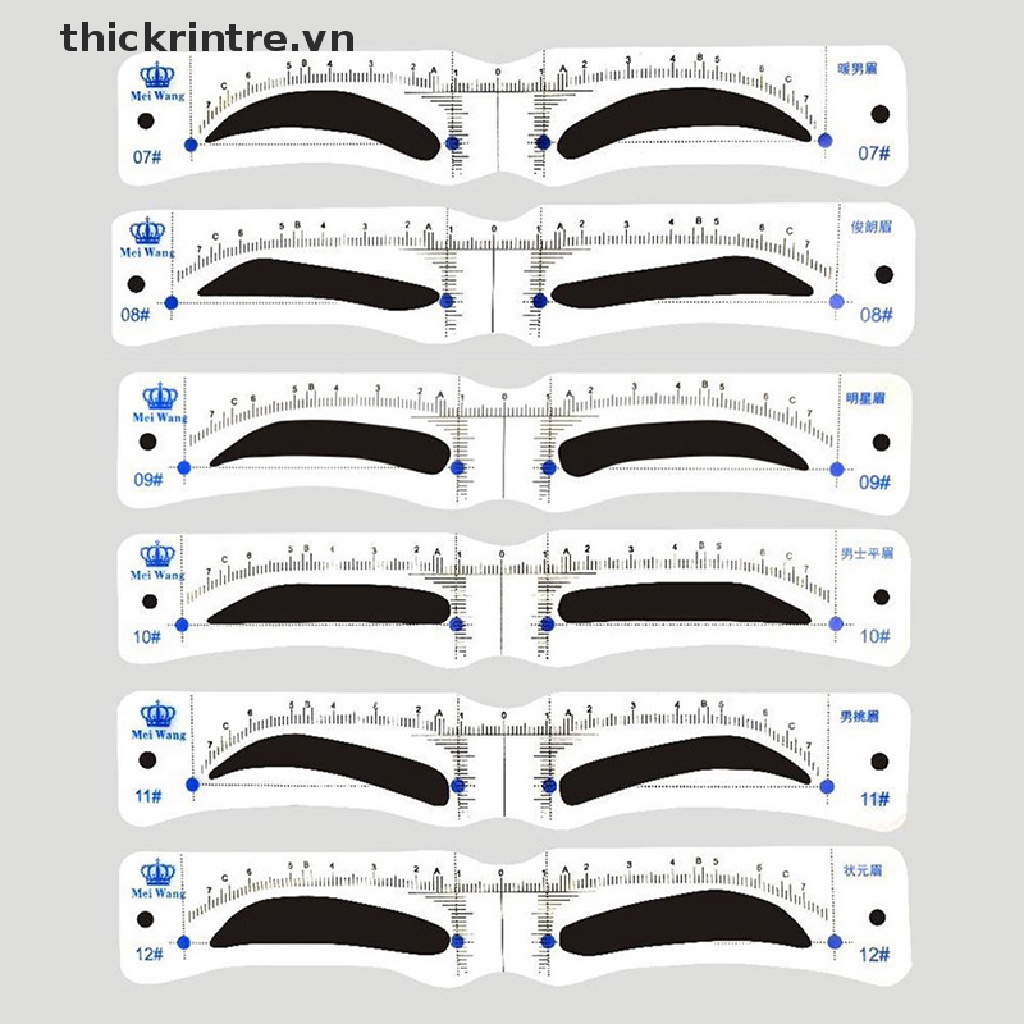 Set 12 Khuôn Kẻ Định Hình Lông Mày Tiện Dụng Chất Lượng Cao