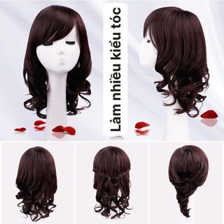 Bộ Tóc Giả Nguyên Đầu Trung Niên Xoăn Lỡ Mái Chéo TN07 HaminStore