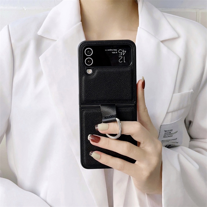 Ốp Điện Thoại Da Viền Kim Loại Mạ Điện Chống Sốc Chống Rơi Cho Samsung Galaxy Z Flip 4 Z Flip 3 Z Flip 4 3