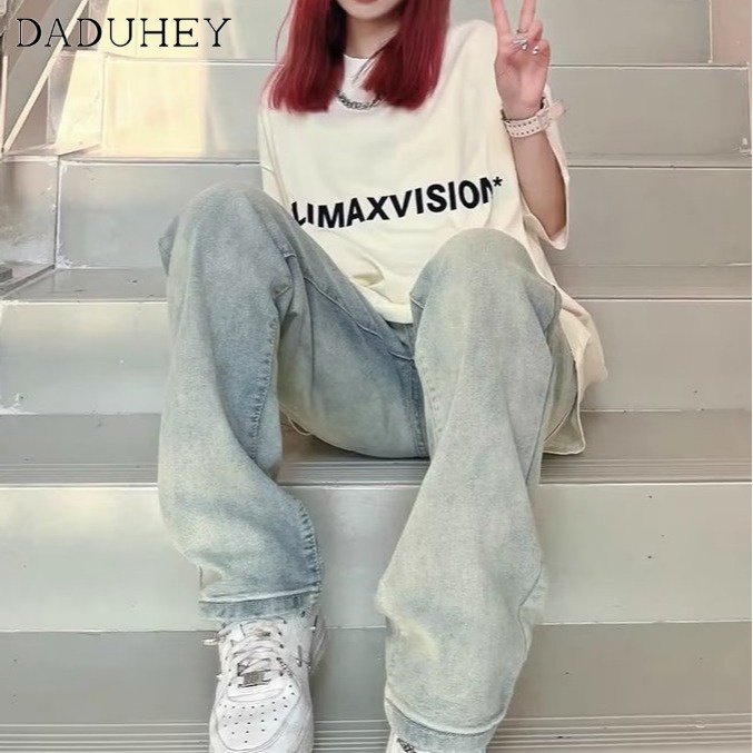 Ảnh Quần jean DaDuHey lưng cao họa tiết wash retro thời trang phong cách Hàn Quốc mới cho nữ 2