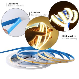 Đèn LED dải COB 12V 24V 10M 5M 480LEDs / M RA 90 Băng LED linh hoạt mật độ cao 3000K 4000K 6000K Trang trí phòng bếp 8mm