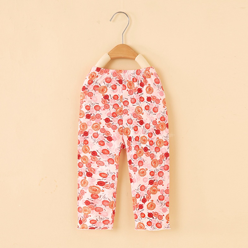 Quần Bé Gái Mùa Hè Trẻ Em Quần Crop Mùa Hè Hoạt Hình Bé Gái Mùa Hè Lụa Sữa Legging Mỏng Ngoài Mặc Quần Thường Ngày