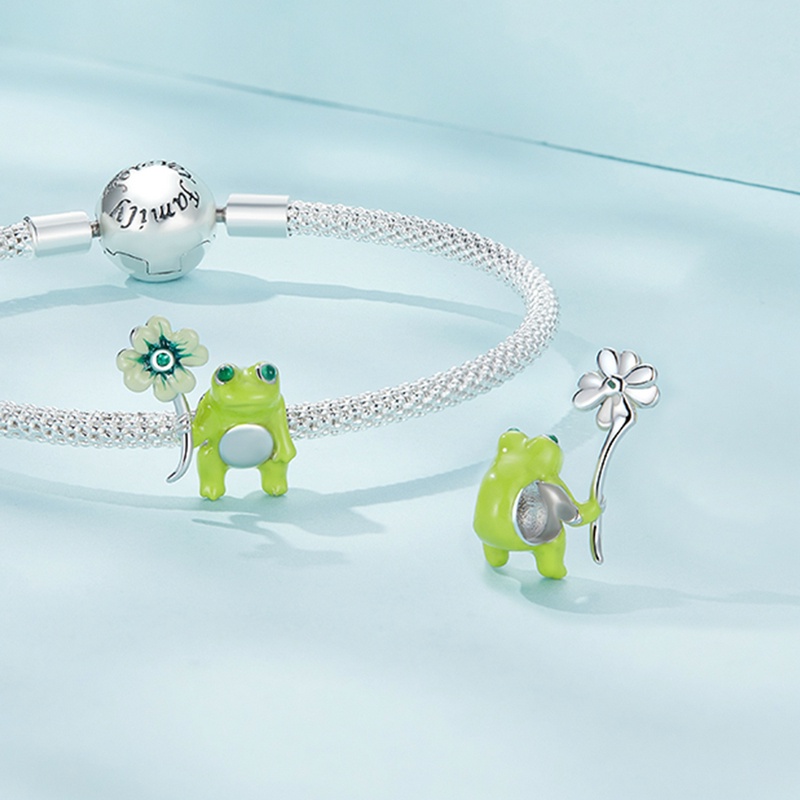 Hạt charm BAMOER SCC2488bạc 925 hình cỏ bốn lá may mắn cho nữ