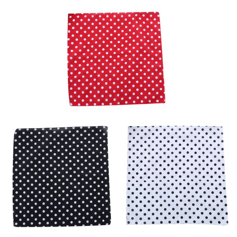 Khăn cotton thể thao 55x55cm retro chấm bi lớn, unisex, dành cho đầu