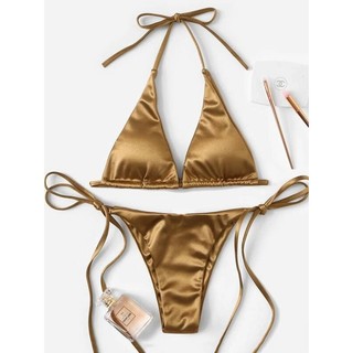 Bộ Đồ Bơi Bikini Hai Mảnh Bằng Lụa Thời Trang Quyến Rũ Cho Nữ