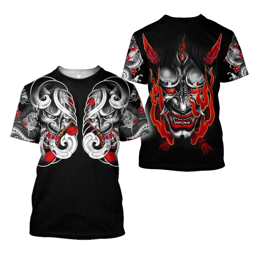 Áo Thun Tay Ngắn Thoáng Khí In Hình samurai oni mask 3D Thời Trang Mùa Hè 2023 Cho Nam Và Nữ