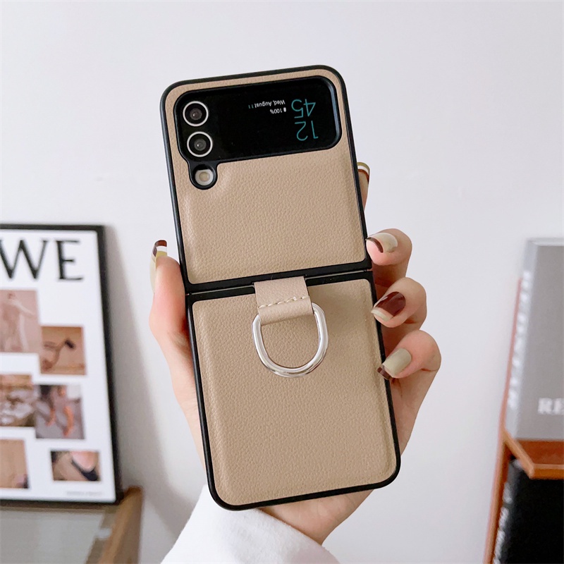 Ốp Điện Thoại Da Viền Kim Loại Mạ Điện Chống Sốc Chống Rơi Cho Samsung Galaxy Z Flip 4 Z Flip 3 Z Flip 4 3