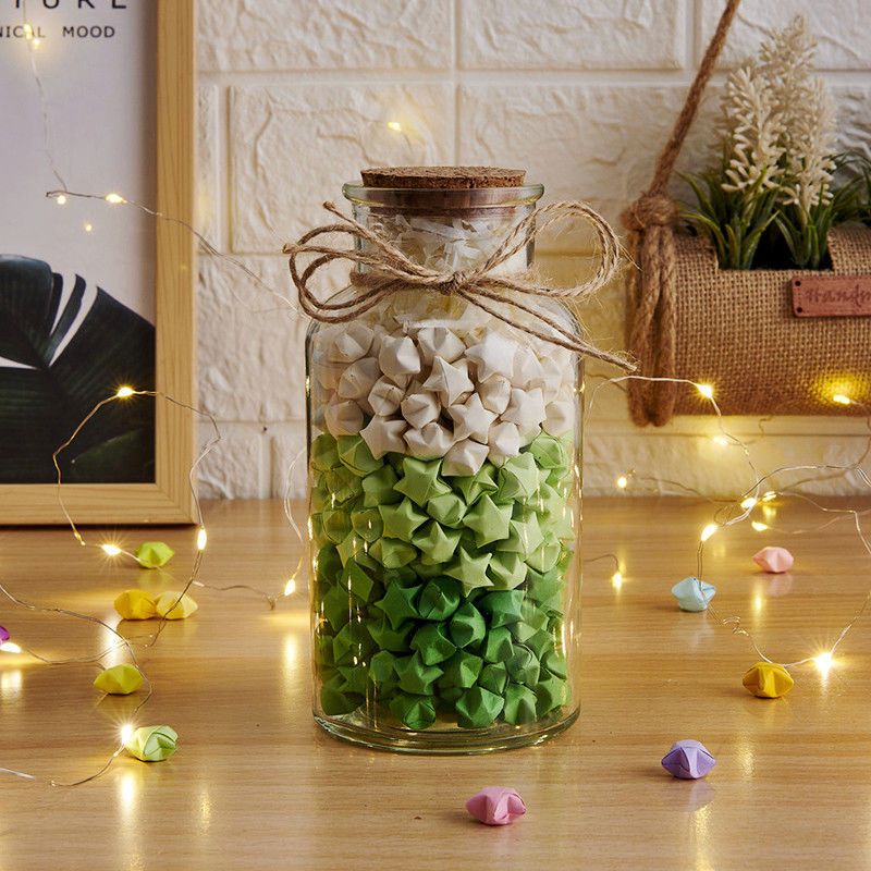 Bình giấy hình ngôi sao gấp Chai thủy tinh Chai rỗng có nắp Chai chúc mừng
