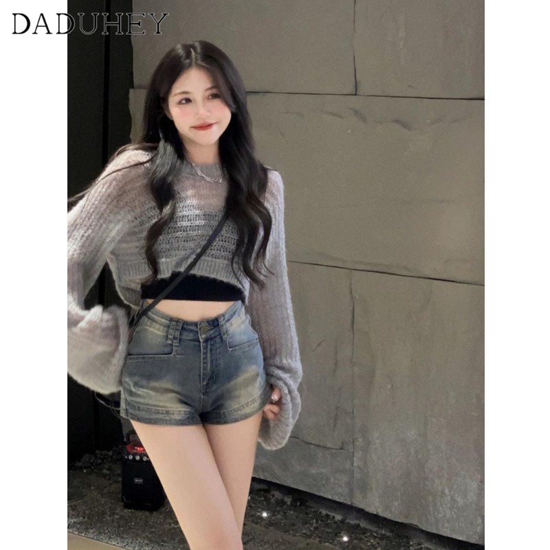 Ảnh Quần short DADUHEY lưng cao ôm dáng kiểu retro phong cách thời trang đường phố Mỹ 2