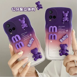 Vỏ Vivo Y33S Vỏ Vivo Y21 Vỏ Vivo Y21T Vỏ Vivo Y33T Y21S T1X Vỏ điện thoại cạnh gợn sóng Vỏ mềm hình búp bê ba chiều Vỏ bảo vệ máy ảnh Full Case