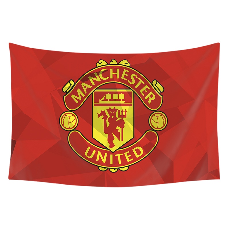 Thảm Treo Tường Bằng Polyester In Logo Câu Lạc Bộ Bóng Đá Manchester United Kèm Kẹp Độc Đáo Trang Trí Nhà Cửa
