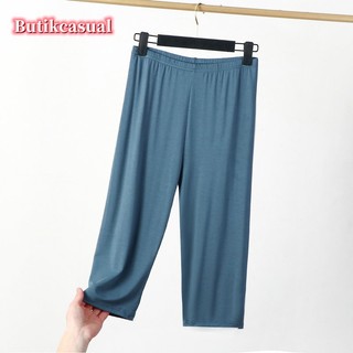 Quần nữ modal cotton co giãn dáng rộng trơn, plus size, 2023