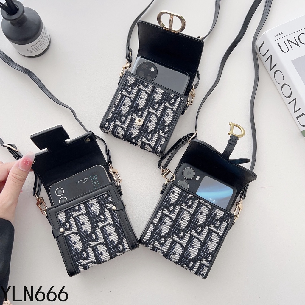 Ốp Điện Thoại Gấp Thêu Cổ Điển Cho Samsung Galaxy Z Flip 5 1 2 3 4 Thiết Kế Cổ Điển Túi Nhỏ Túi Điện Thoại Di Động Cho Z Flip5 Z Flip4 5G Vỏ Điện Thoại Chống Sốc