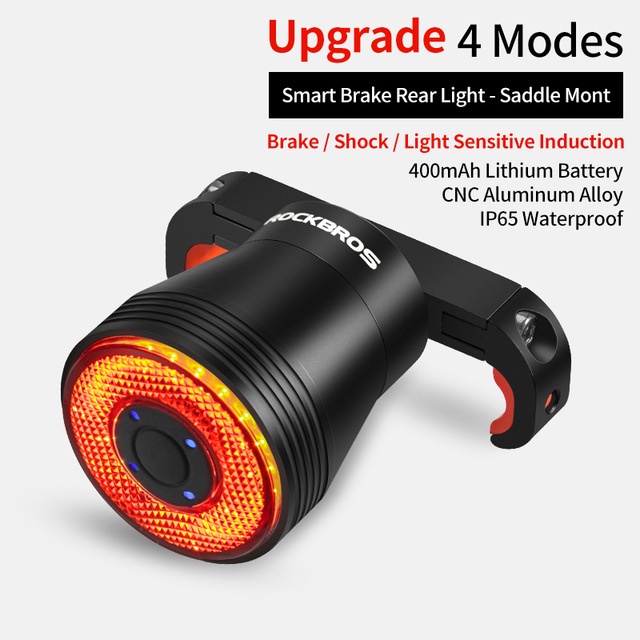 ROCKBROS Đèn LED Phanh Thông Minh Chống Nước IPx6 Gắn Đuôi Xe Đạp Leo Núi Q5