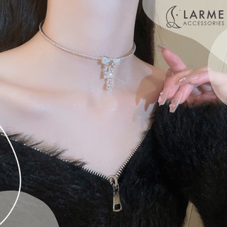 Kiềng cổ nữ, chocker nữ đính đá nơ sang trọng, vòng cổ nữ dự tiệc Larme accessories -DC0111