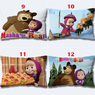 Vỏ gối Masha Và Gấu dễ thương, polyester 1 mặt, hình chữ nhật, dùng cho sofa phòng ngủ hoặc ô tô, trang trí nhà (không kèm ruột gối)