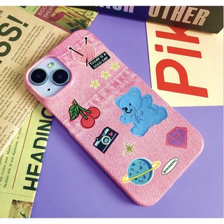 Ốp Điện Thoại denim / Thẻ Cứng Hình Gấu Cho iphone 15 14 13 12 11 pro max mini s22 plus ultra s21 note 20