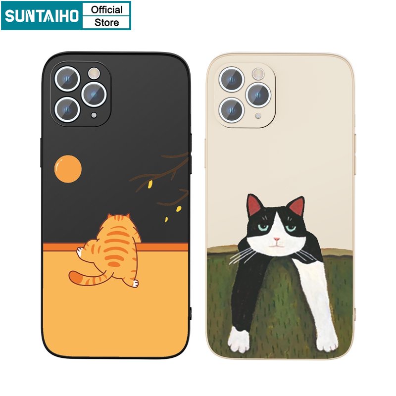 Suntaiho Ốp lưng iphone Ốp Điện Thoại silicone mềm họa tiết mèo thích hợp cho iPhone 11 Pro Max 14 12 13 XS X XR XS Max 7 8 Plus