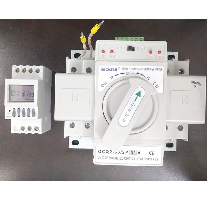 COMBO Bộ chuyển đổi hai nguồn điện luân phiên 15 ngày ATS 2P 63A và hẹn ...