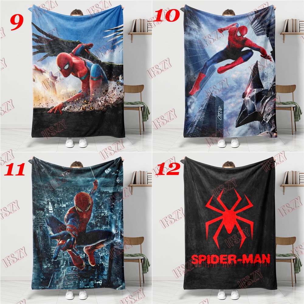 Chăn flannel Một Mặt 4 Kích Thước In Hình Siêu Anh Hùng Người Nhện Điều Hòa Không Khí