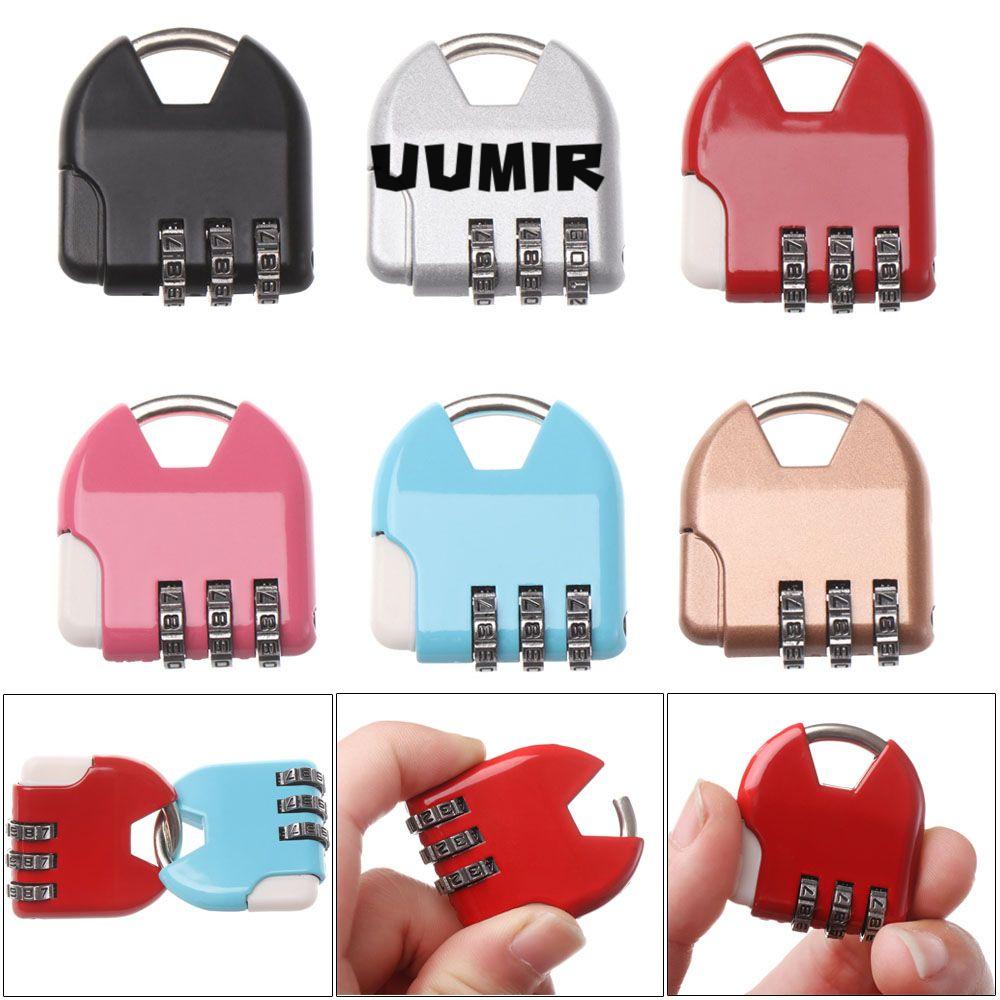 UUMIR Ổ khóa mật khẩu 3 chữ số kim loại mini bảo vệ vali hành lý du lịch quà tặng phòng tập thể dục ngoài trời