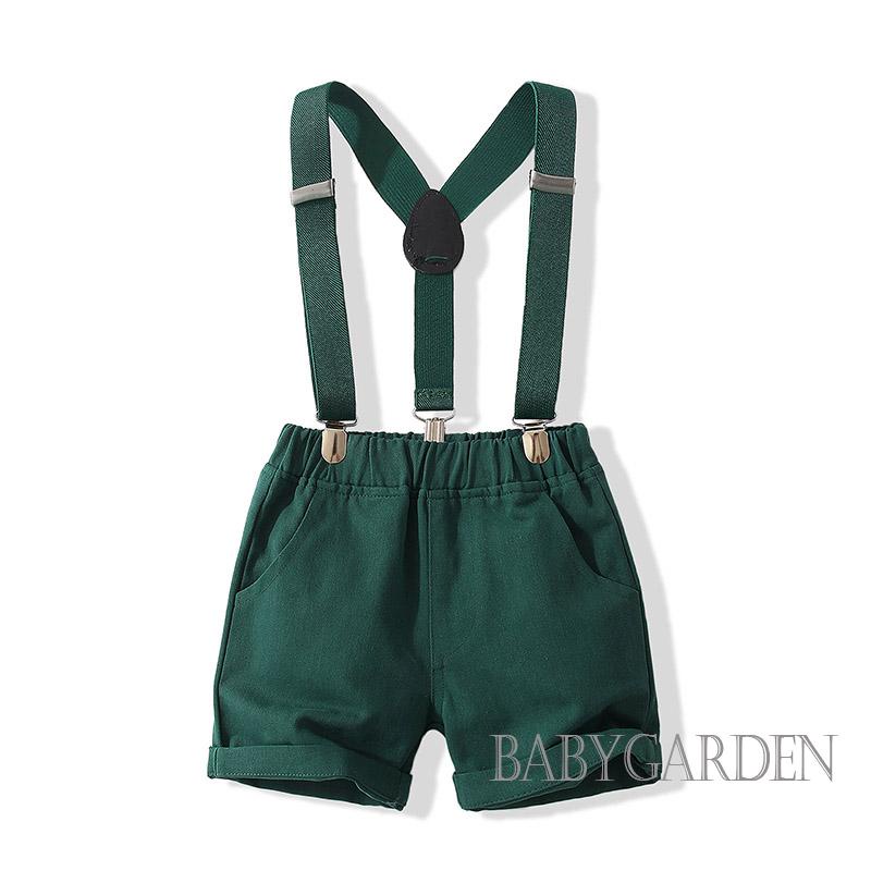 Bộ Trang Phục 2 Mảnh Áo Sơ Mi Ngắn Tay Cài Khuy + Quần Short Yếm Lịch Lãm Cho Bé Trai 6 Tháng - 4 Tuổi