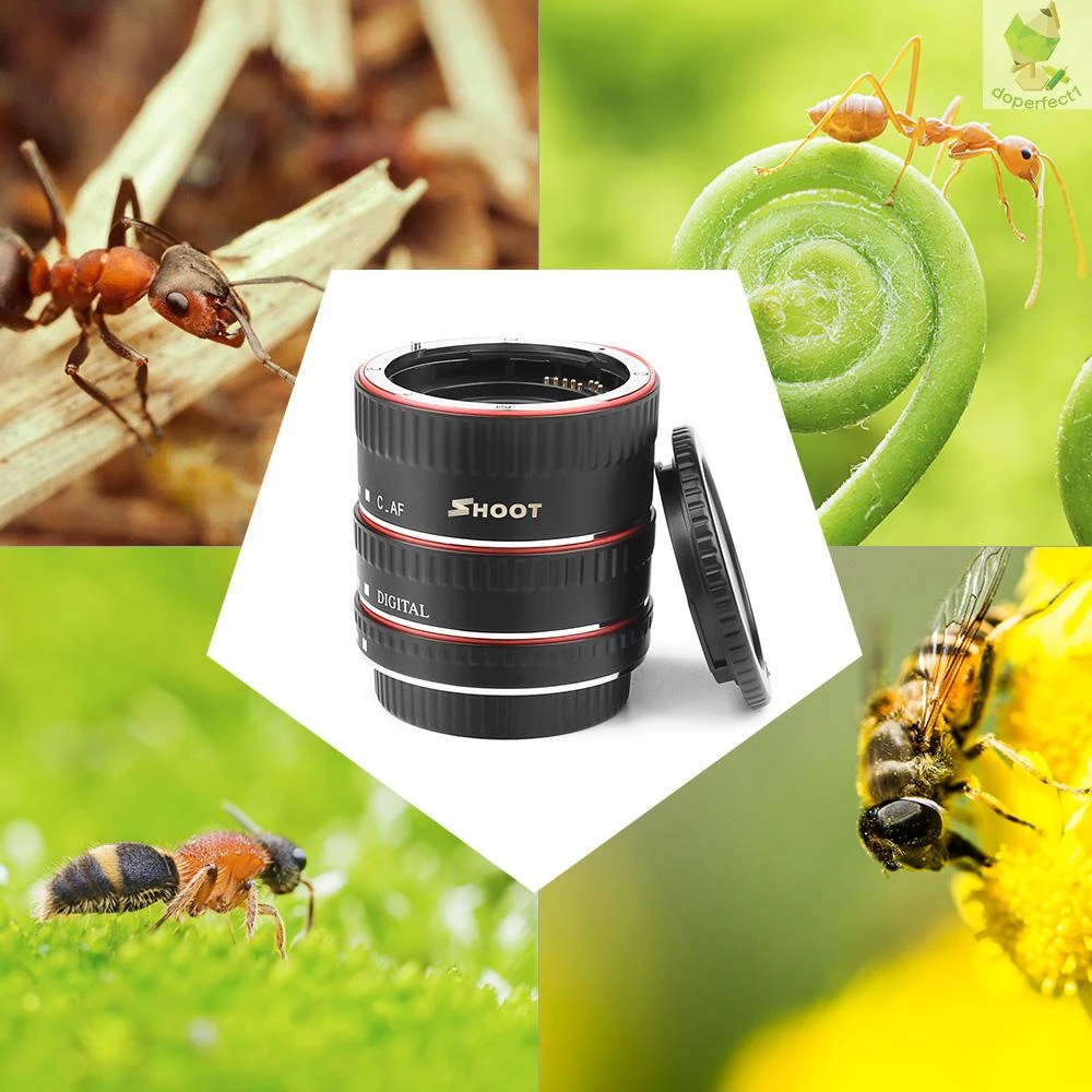 SHOOT XT-364 Auto Focus AF Macro Extension Tube Adapter Ring Set 13mm 21m 31mm Replacement for  EF/E