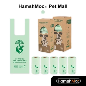 HamshMoc Mùi Niêm Phong Poop Cho Chó Phân Hủy Sinh Học, Không Mùi, Chống Rò Rỉ, Dày, Mạnh Mẽ, Dễ Dàng Phân Phối, Có Tay Cầm Túi Buộc