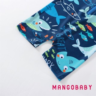 Mgg-kids Bé Trai Mùa Hè Đồ Bơi Thường Ngày In Hình Cá Mập Tay Ngắn Dây Kéo Áo liền quần Đồ Bơi Đi Biển